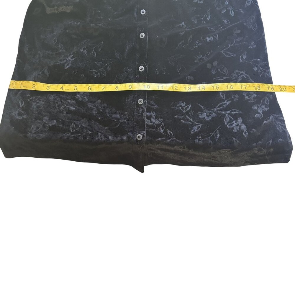 Lands End Black Velvet Floral Button-Up Womens Blouse Size S - Picture 9 of 11